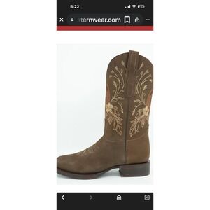 CENTENARIO COWBOY Camel Square TOE SUEDE BROWN BOOTS SIZE 7.5